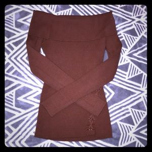 Brown G by Guess Off the Shoulder Sweater